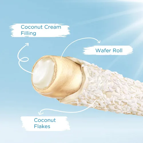Miniatura 4 de Snack Break Snacks de oblea enrollada de coco con relleno cremoso de coco, bocadillos de oblea envueltos individualmente, (paquete de 24)