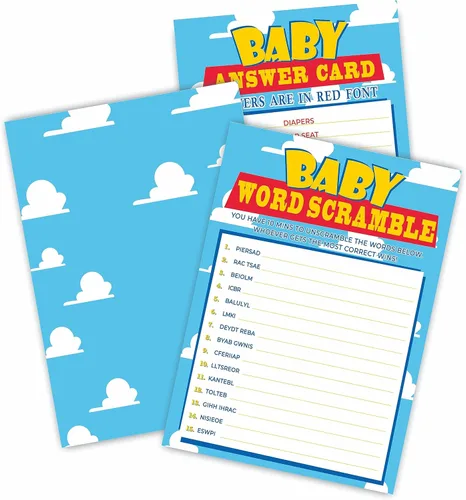 Miniatura 10 de Tarjetas de predicción y consejos para baby shower, tema de cielo y nubes, tarjetas de juego de doble cara de 5 x 7 pulgadas para regalos de fiesta