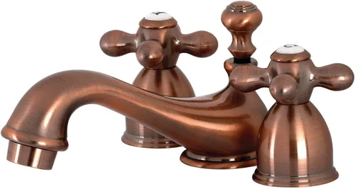 Miniatura 6 de Kingston Brass KS3952AX Restoration Mini grifo de lavabo generalizado con mango cruzado de metal, latón pulido, centro ajustable de 4 pulgadas