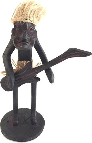 Miniatura 5 de OMA Estatua primitiva de Tiki Man tocando tambores Tiki Bar Estatua tribal Decoración del hogar, marca única, federal (TM)