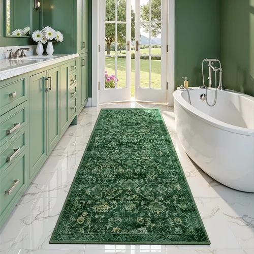 Miniatura 55 de Alfombra de área pequeña de 2 x 3 pulgadas, color beige, para entrada, baño, cocina, antideslizante, de pelo bajo, lavable, moderna alfombra bohemia