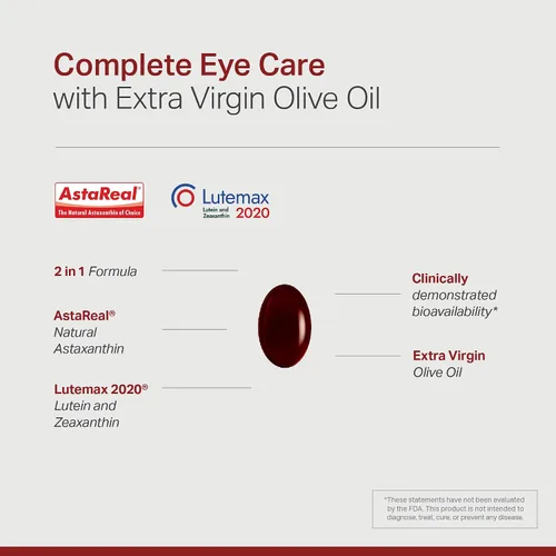 Miniatura 4 de Astaxantina luteína, zeaxantina, suplemento de apoyo para la salud ocular, fórmula antioxidante 2 en 1 con Lutemax y AstaReal, con aceite de oliva