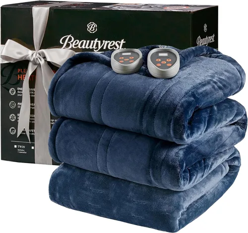 Miniatura 11 de Beautyrest Manta térmica, manta eléctrica, suave, cálida y reversible, manta térmica Sherpa para oficina, sofá, 3 ajustes de calor, apagado