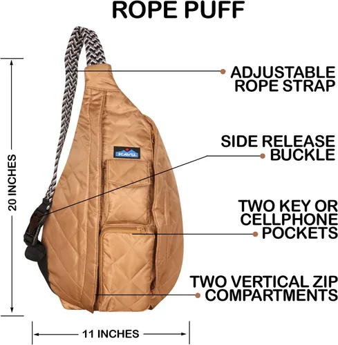 Miniatura 6 de KAVU Original Rope Puff Diamond Quilted Mini Sling Pack - Taupe, gris topo, Compacto