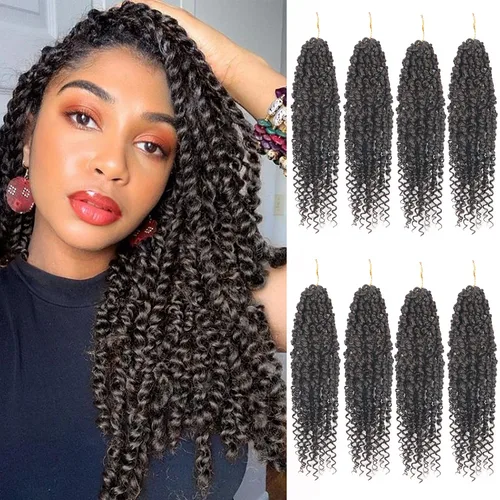 Miniatura 84 de Bileaf Cabello de Ganchillo Passion Twist Pre-retorcido de 10 Pulgadas, 8 Paquetes de Ganchillo Passion Twist, Cabello Corto Passion Twist
