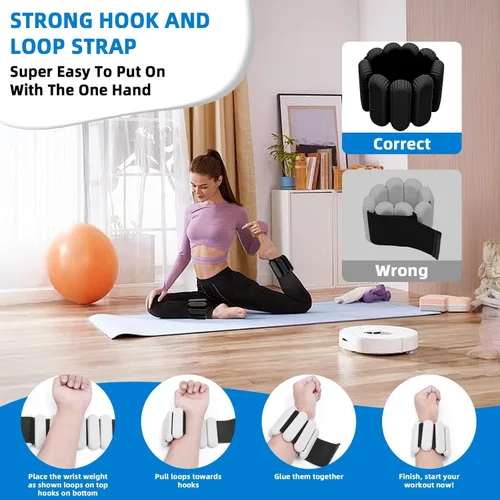 Miniatura 8 de Pesas de tobillo para mujeres y hombres, pulsera de entrenamiento con peso ajustable para muñeca para entrenamiento en casa, entrenamiento
