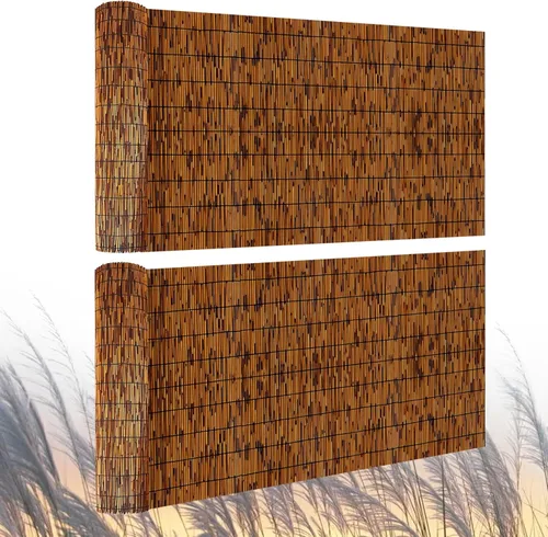 Miniatura 11 de Cercado de Caña Natural, Pantalla de Caña de 4 PIES X 16.4 PIES, Pantalla de Caña para Balcón, Cerca de Pantalla de Bambú para Patio Trasero al Aire