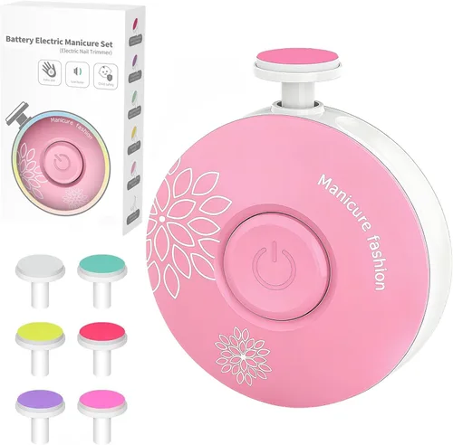 Miniatura 13 de Cortadora de uñas para bebé, eléctrica, fácil y segura, lima de uñas para bebés recién nacidos, cortaúñas silenciosa, 6 cabezales de molienda