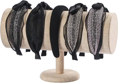 Miniatura 7 de Coward Organizador de diadema beige T-Bar, soporte de exhibición de banda para el cabello, estante de almacenamiento para niñas y mujeres