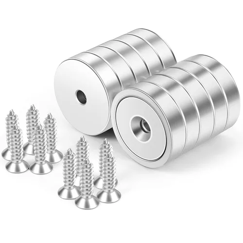 Neosmuk Imanes con Tornillos, Imán de Disco de Neodimio Fuerte de 130 libras con Agujeros en el Centro, Imán de Copa con Orificio de Montaje para