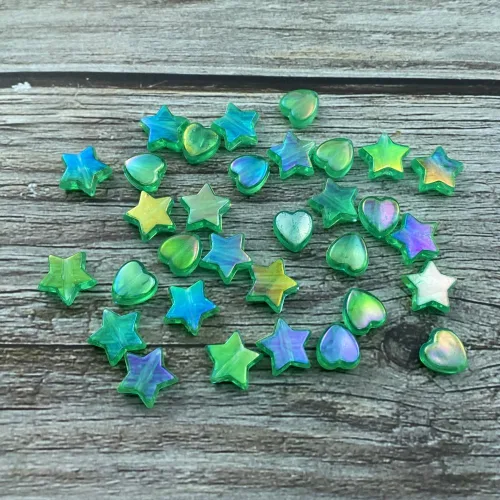 Miniatura 3 de 350 cuentas acrílicas de corazón y estrella, corazones de 0.394 pulgadas, estrellas de 0.394 pulgadas, espaciadores para pulseras, collares, aretes