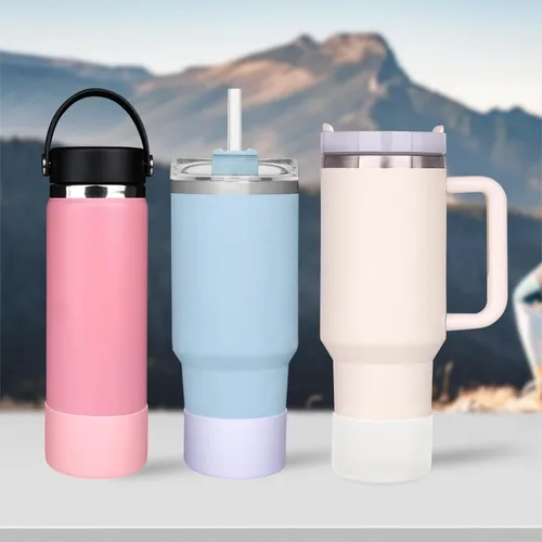 Miniatura 6 de HEYSKAY Bota protectora de silicona para botella de agua Hydro Flask, botella de agua de boca ancha, protector inferior de silicona antideslizante