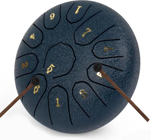 Miniatura 14 de Handpan 22 pulgadas D Minor Kurd Handpan 9 Notas Handpan Instrumento para rendimiento profesional, 440HZ Sonido Handpan Tambores para adultos