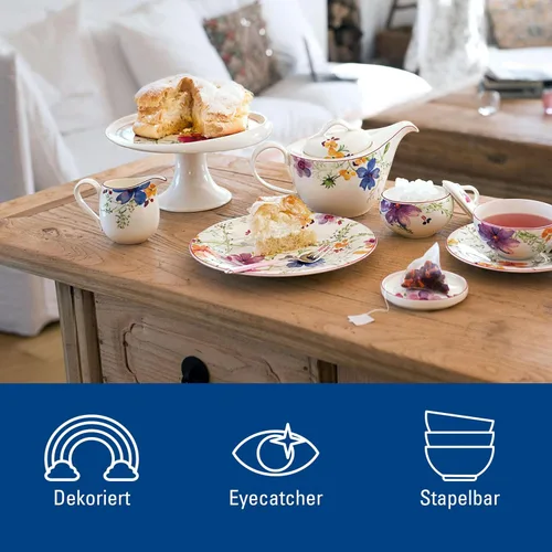 Miniatura 3 de Villeroy & Boch Mariefleur Basic - Plato de ensalada, 8.25 pulgadas, porcelana premium, blanco/multicolor