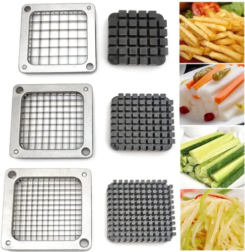 Miniatura 8 de Cortador de papas fritas de repuesto, cortador de verduras comercial, hoja de acero inoxidable y bloque empujador para cortar papas cebollas
