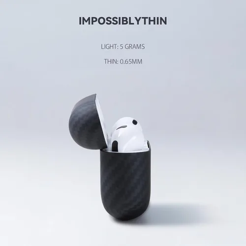 Miniatura 4 de DEFF Funda para AirPods Pro 3 (2025) - Funda protectora de fibra de aramida Dupont auténtica, ultra fina de 0.026 in y piel minimalista ligera