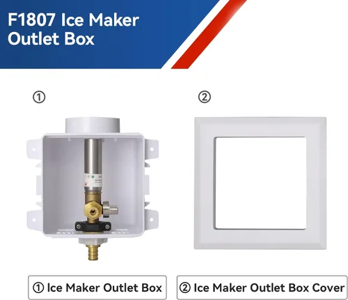 Miniatura 6 de Caja de salida para máquina de hielo con pararrayos de martillo de agua, entrada PEX de crimpado de 1/2 pulgada y conexión de salida de compresión