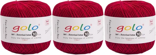 Miniatura 97 de Golo - Bolas de hilo para crochet de algodón tamaño 10, color algodón para crochet D-Fresa D078-fresa