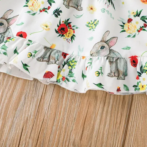 Miniatura 7 de AIMAOMI Toddler Girls Easter Outfits Rabbit Printed Striped T-shirt Tops Suspenders Skirts Girl Spring Outfit