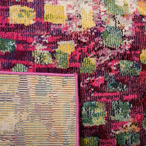 Miniatura 7 de SAFAVIEH Colección Madison - Alfombra de pasillo, 2'2" x 6', color fucsia y oro, diseño bohemio abstracto envejecido, no desprende pelusa y fácil
