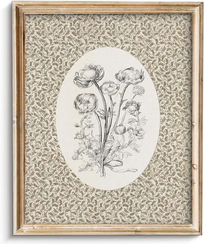 Miniatura 51 de Pintura vintage de paisaje de campo de flores silvestres, arte de pared de paisaje rural de granja, impresión artística de paisaje de jardín