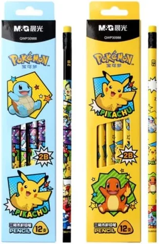 Miniatura 4 de Lápices Pikachu con goma, lápices triangulares 2B, 12 unidades (Azul)