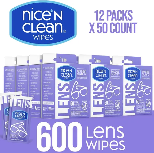 Miniatura 2 de Nice 'N CLEAN SmudgeGuard Toallitas para lentes (600 toallitas en total) Toallitas para lentes envueltas individualmente, prehumedecidas, sin