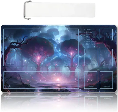 Miniatura 34 de Tapete de juego MTG cosido de alta calidad con zonas y parte trasera de goma antideslizante, tapete de juego TCG para MTG y otros juegos de cartas