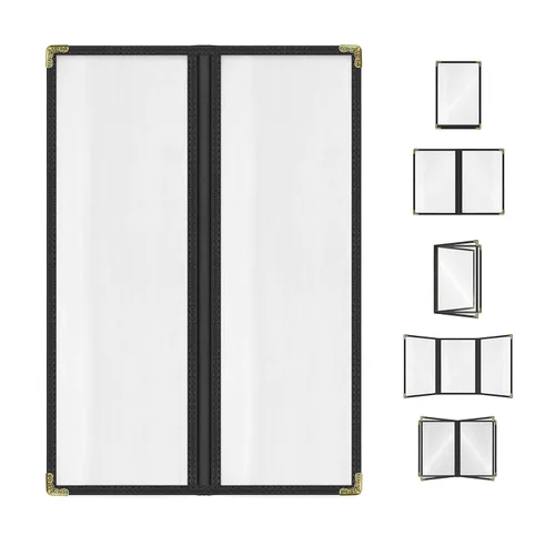 Miniatura 22 de Goodsmart - Fundas para menú de restaurante, paquete de 25 unidades, color negro, 2 vistas, soportes para menú de carga superior, cubiertas