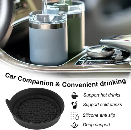 Miniatura 5 de HZEL Posavasos Portavasos para Automóvil, 4PCS Almohadillas Antideslizantes Impermeables para Botellas de Agua de Vehículos, Alfombrillas Empotradas