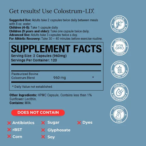 Miniatura 6 de Colostrum-LD Cápsulas Entrega liposomal, absorción máxima 120 cápsulas