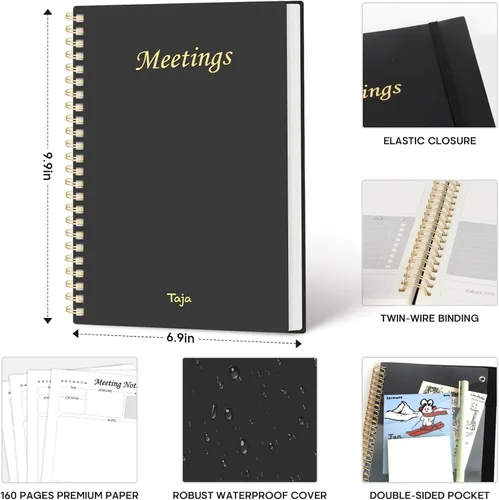 Miniatura 4 de Cuaderno de reuniones para organización del trabajo, cuaderno de trabajo con artículos de acción, agenda para tomar notas, 160 páginas