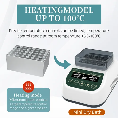 Miniatura 7 de Mini calentador de baño seco digital incubadora termostática calefacción temporizador programable con 0.0 fl oz* 40 tubos de centrífuga bloque