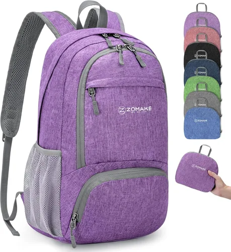 ZOMAKE Mochila ultraligera plegable de 20L, mochilas plegables pequeñas resistentes al agua para senderismo, mochila de día colapsable para mujeres