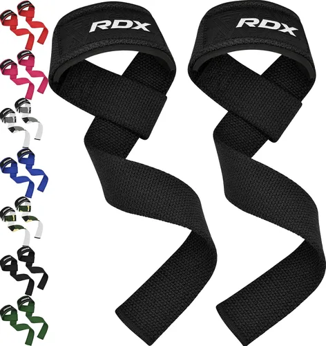 Miniatura 17 de RDX - Correas de elevación para levantamiento de pesas – Correa de muñeca de gimnasio resistente 100% algodón con acolchado de neopreno de 5 mm