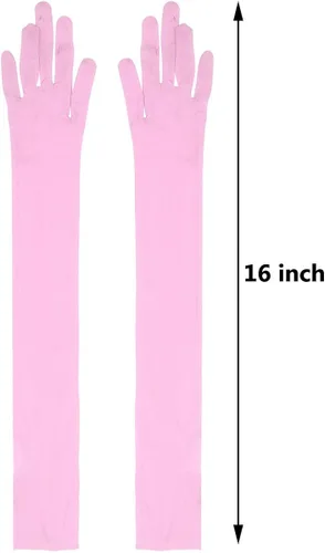 Miniatura 7 de TiaoBug Mitones de guantes de longitud de la ópera de la malla de nylon transparente ultrafino de las mujeres