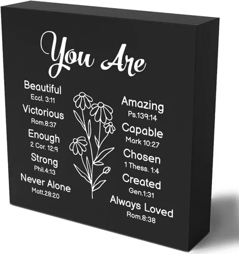Regalos religiosos para mujeres, regalos cristianos, caja de madera cristiana, decoración de escritorio, versículos de la Biblia, decoración para el