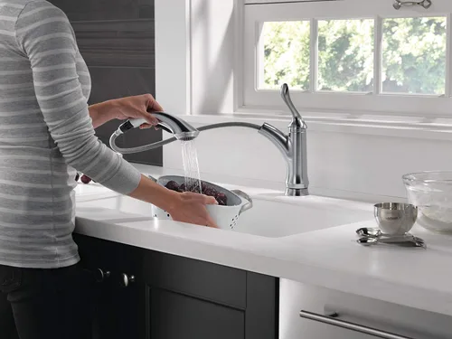 Miniatura 2 de Delta Linden 4353-AR-DST - Grifo de cocina de níquel cepillado con rociador extraíble, contemporáneo de un solo agujero, mango único, acero