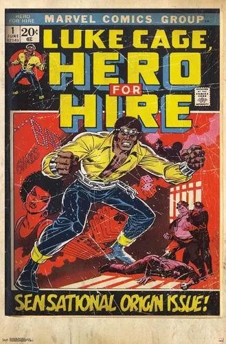 Miniatura 16 de Trends International Marvel Comics Luke Cage - Hero for Hire Cover #1 Wall Poster, 22.4L x 14.7W, Barnwood Framed Version