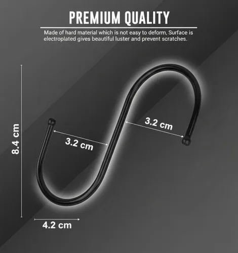 Miniatura 3 de Paquete de 30 ganchos negros en S para colgar plantas, ganchos de metal para colgar, ganchos en S para colgar resistentes, ganchos de cocina