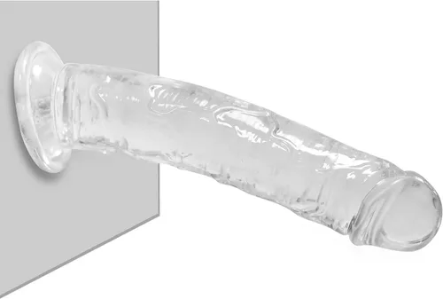 Consolador realista, consolador de cristal de 8.5 pulgadas con base de ventosa fuerte, juego manos libres, material seguro para el cuerpo y juguetes