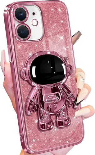Miniatura 10 de Buleens Funda para iPhone 13 Pro Astronauta, Fundas Transparentes para iPhone 13 Pro con Papel Brillante y Soporte de Astronauta, Mujeres Niñas Rosa