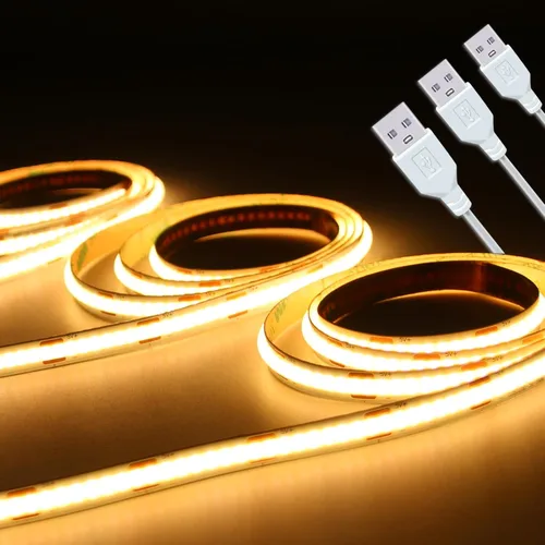 Miniatura 16 de Juego de 2 Paquetes de Tiras de Luces LED de 3.28 Pies COB Tiras de Luz USB 5V 6500K Blanco Brillante Alta Densidad No Regulable Tira LED Corta