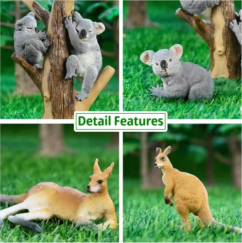 Miniatura 7 de Toymany 7 figuras de animales australianos de vida silvestre que incluyen figura de koala y canguro, juego de figuras de animales de bosque