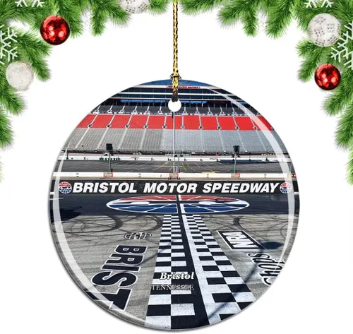 Bristol Motor Speedway Tennessee USA Adorno de árbol de Navidad decoración colgante colgante decoración ciudad viaje recuerdo colección porcelana de