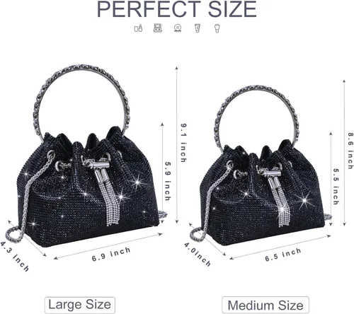 Miniatura 6 de TOPALL Bolso de Noche Mejorado con Diamantes de Imitación, Bolso de Mano Brillante con Diamantes de Imitación en Plata, Monederos de Diamantes