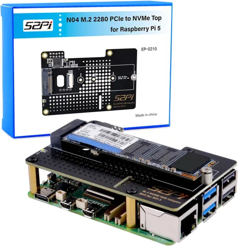 GeeekPi N04 Adaptador M.2 NVMe a PCIe para Raspberry Pi 5, Soporta SSD M.2 NVMe 2230 2242 2260 2280