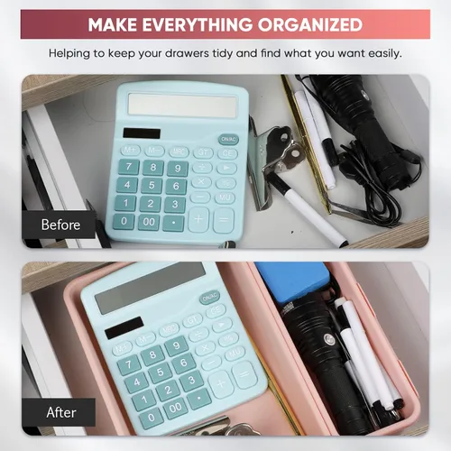 Miniatura 4 de Organizador de cajones de escritorio de 32 piezas, bandeja de organización de oficina, organizador versátil de tocador con almohadillas Rosa