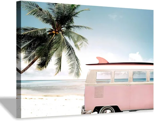 Miniatura 13 de Hardy Gallery Lienzo impreso con diseño de camino de playa: lienzo con imagen del océano costero, arte de pared tamaño pequeño para baño