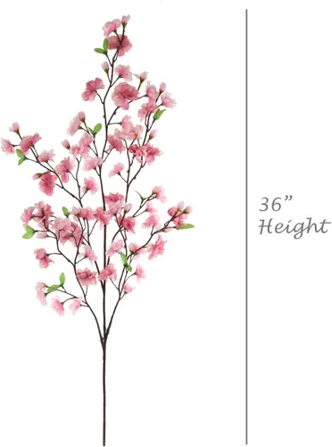 Miniatura 2 de Larksilk Rama de flor de cerezo rosa lavanda de 36 pulgadas, tallo de Sakura artificial alto para jarrones de suelo, arcos de boda y decoración